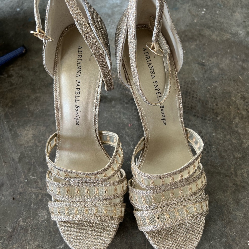 Adrianna Papell Gold Embellished Heels for Formal Events